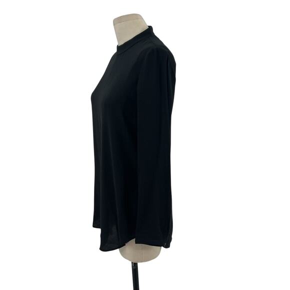 Eileen Fisher Pullover Blouse‎ Top Long Sleeve Mock Neck Silk Black Size XXS - Picture 5 of 13